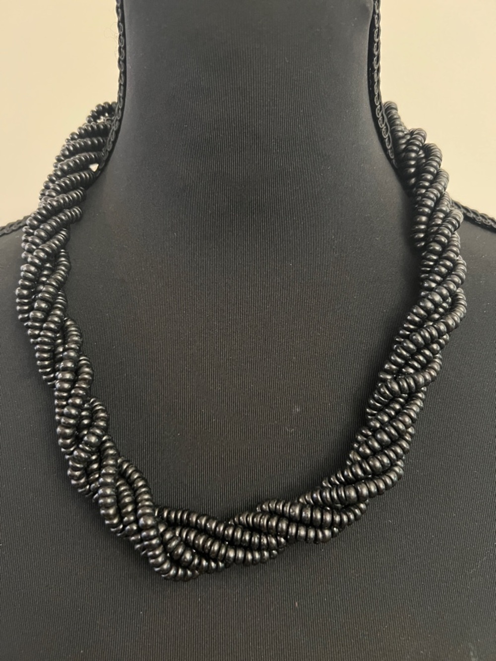 Twisted Black Bead Statement Necklace for Women